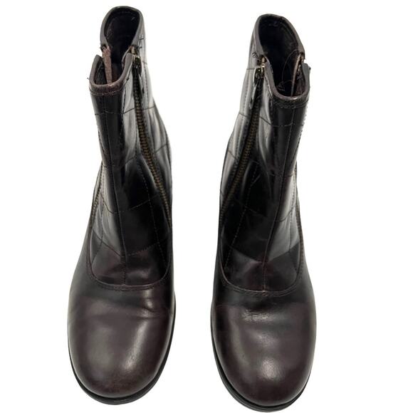 BORN Quilted Brown Minna Brown Leather Ankle Flannel Lining Women's Size 7 - Picture 2 of 10